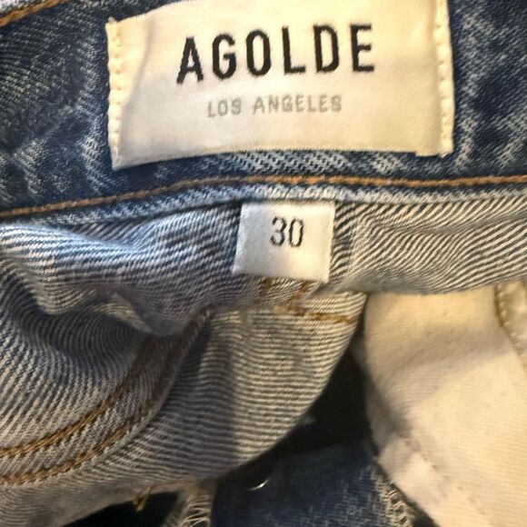 AGOLDE Parker Long Loose Fit Denim Shorts - Skywave - Size 30 - Picture 5 of 7